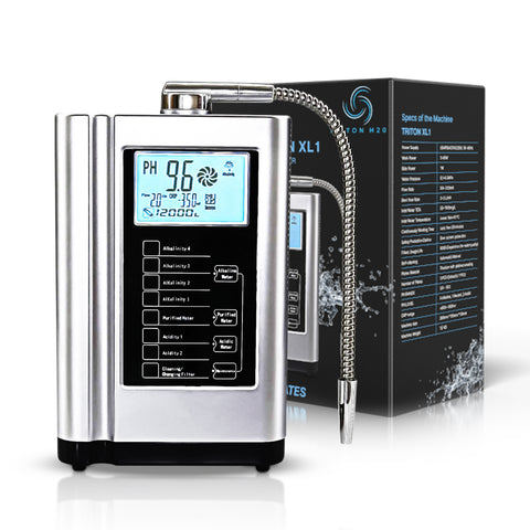 Triton H2O Alkaline Water Ionizer Machine, Produces pH 3.5-10.5 -570mV - Alkaline Water Home Water Purification Countertop, 7 Water Setting Filtration System (Silver)